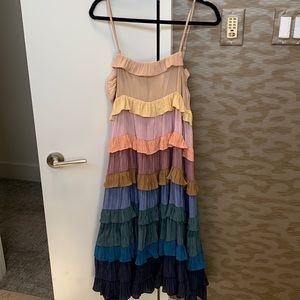 Storia tiered multicolored midi dress